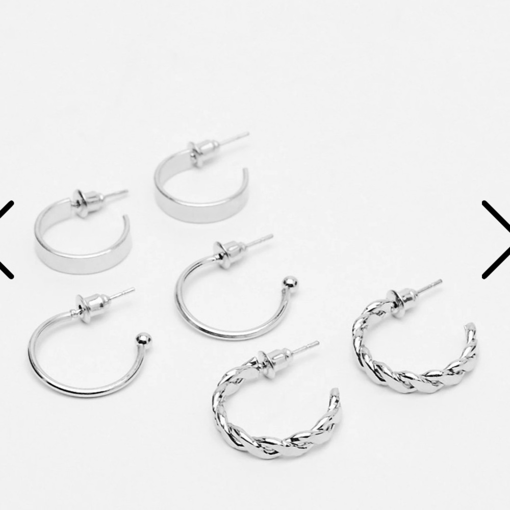 NASTY Gal Listen Up 3-Pc Hoop Earring Set silver
